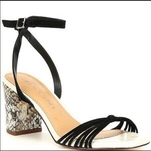 Gibson Latimer Black and Snake Print Sandals